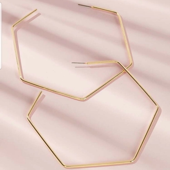 *Skyler* Hexagon Hoop Earrings - Picture 2 of 4